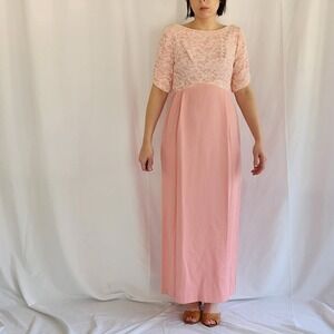 60s Pink and White Hand Made Gown‎